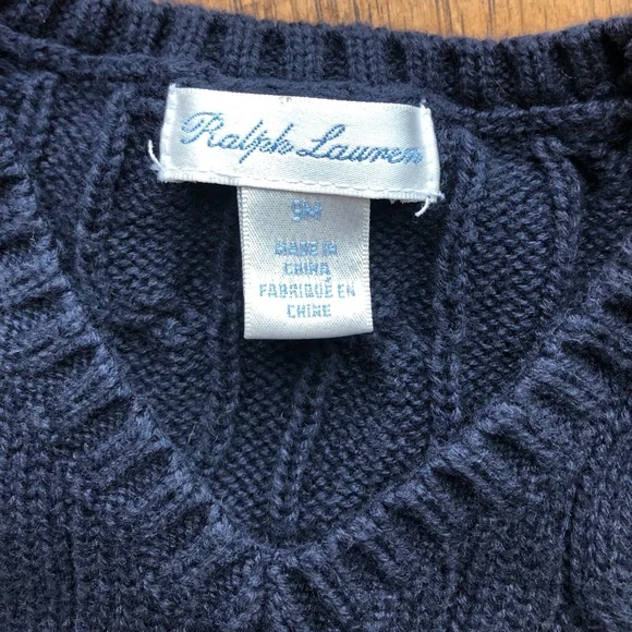Little Boys Ralph Lauren argyle navy blue sweater vest, 9 months.. - Picture 2 of 3